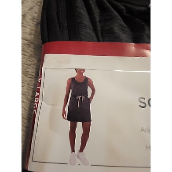 2 MEMBER'S MARK Women's Favorite Soft Pullover Drawstring Dress Grey/blackXL - Picture 5 of 5